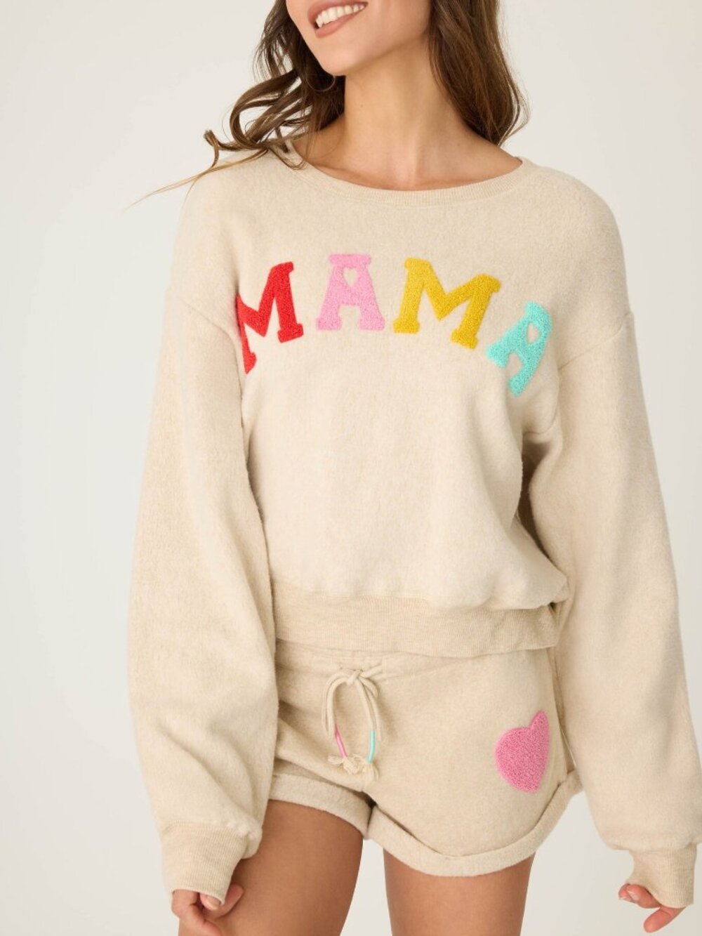 PJ Salvage 'For the Mama' Oatmeal Sweatshirt